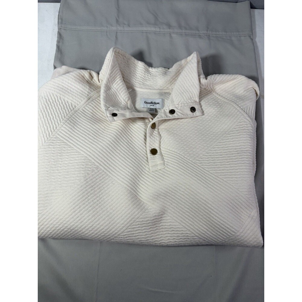 NWT XL Goodfellow & Co Men’s Beige 1/4 Front Snap Quilted Sweatshirt